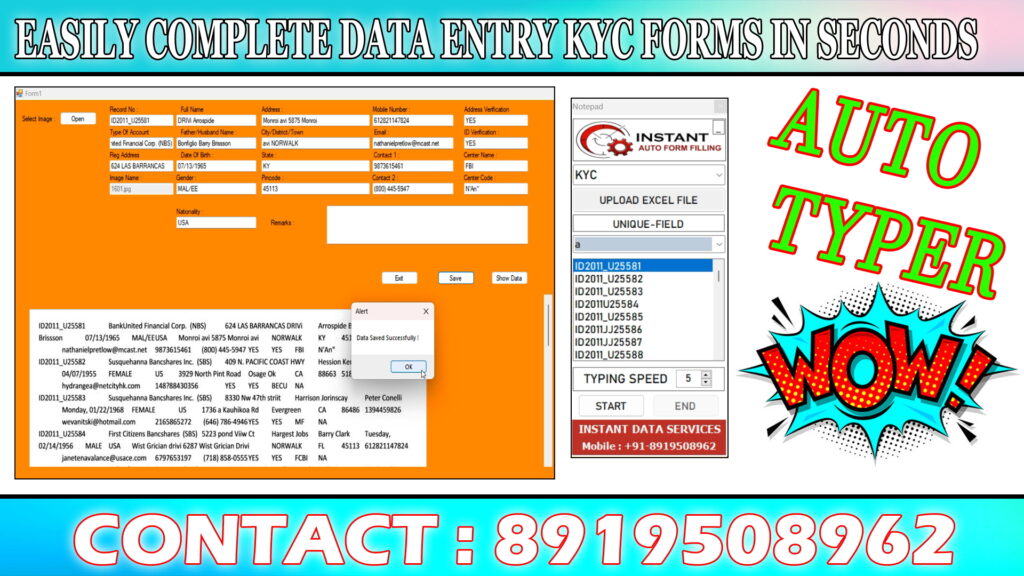 Kyc form filling auto typer software