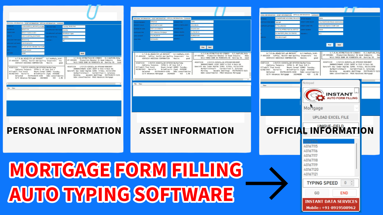 mortgage form filling auto typing software.